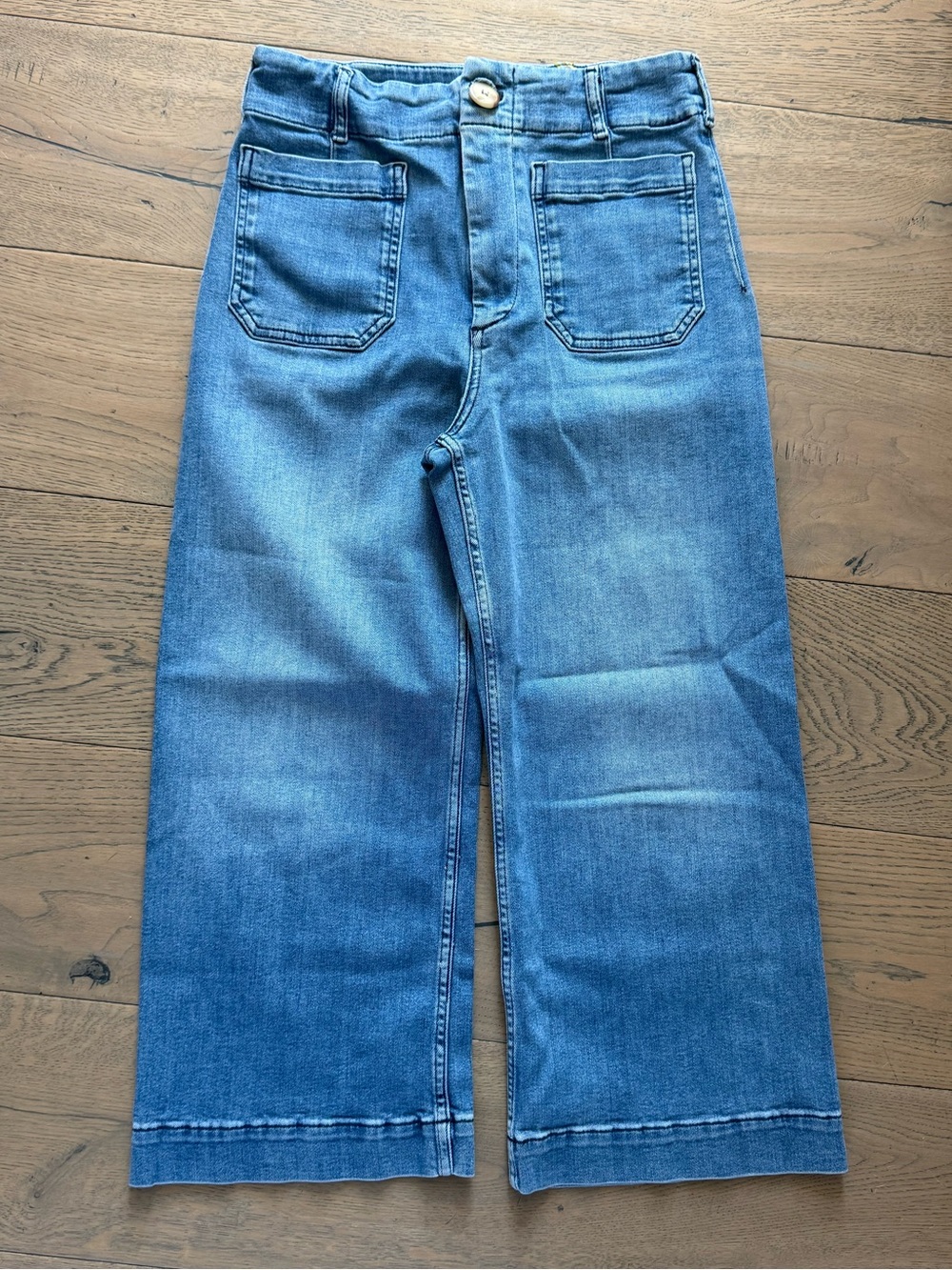 Maeve by Anthropologie The Colette Wide Leg Jeans 30P Petite Medium Wash